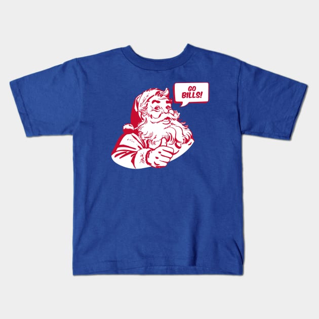 Retro Santa Claus Go Bills Kids T-Shirt by mia_me